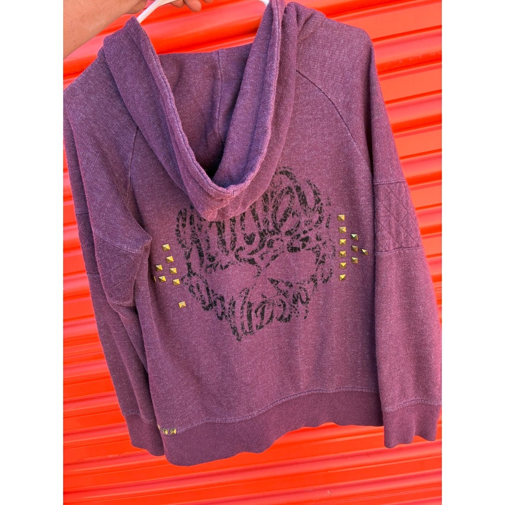 Harley-Davidson Womens Plum Purple Studded Quarter Zip Pullover Hoodie Large